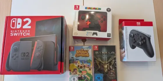 Nintendo Switch 2 mit 2 Spielen und Pro Controller ansehen